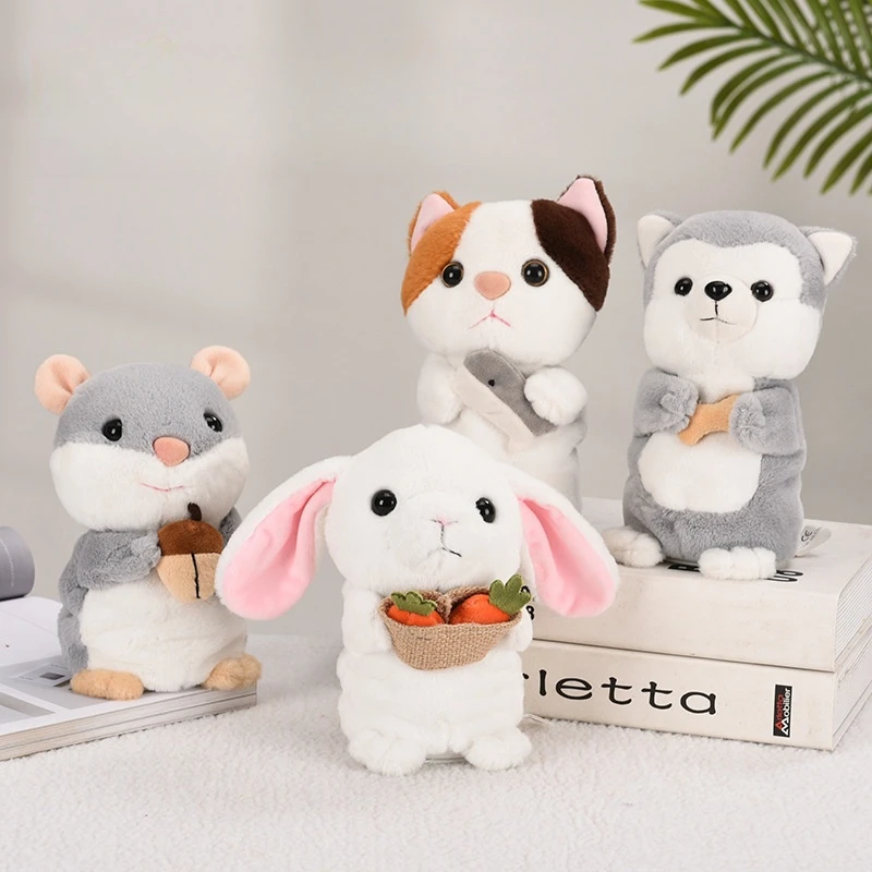 Factory Sale Cute Soft Electric Repeat Talking Singing Stuffed Hamster Cat Bunny Husky Plush Toys for Kids