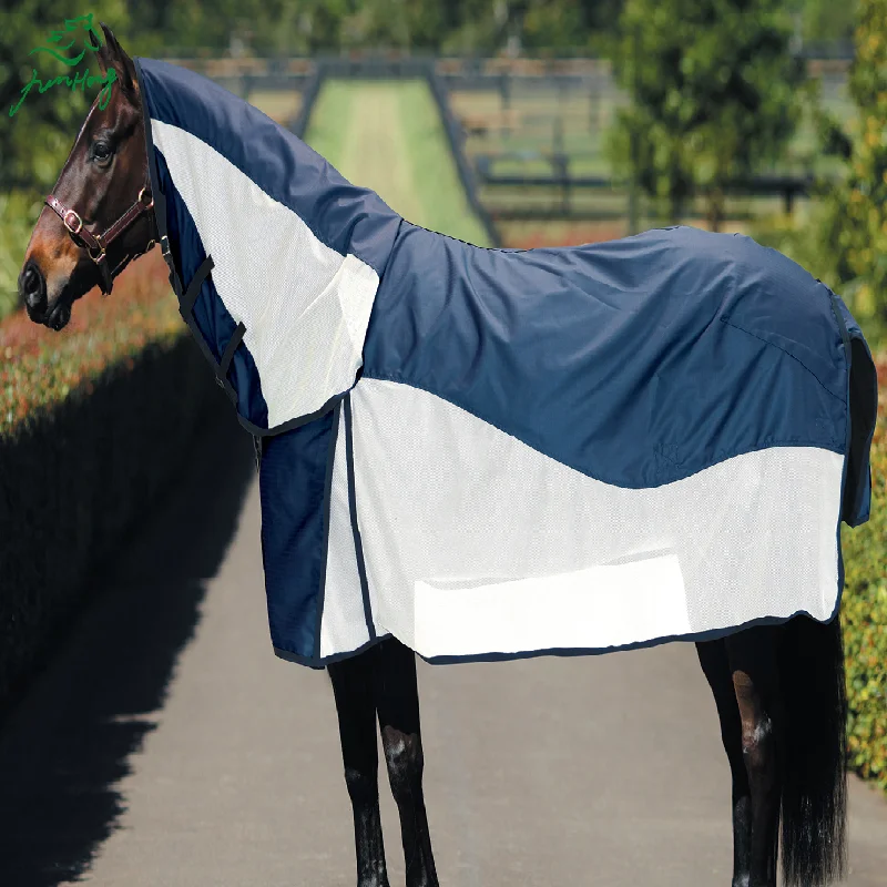 Customized Dry Ripstop 600 Denier Oxford Equine Waterproof Blanket Equestrian Horse Rugs Full Neck Standard Fly Sheet
