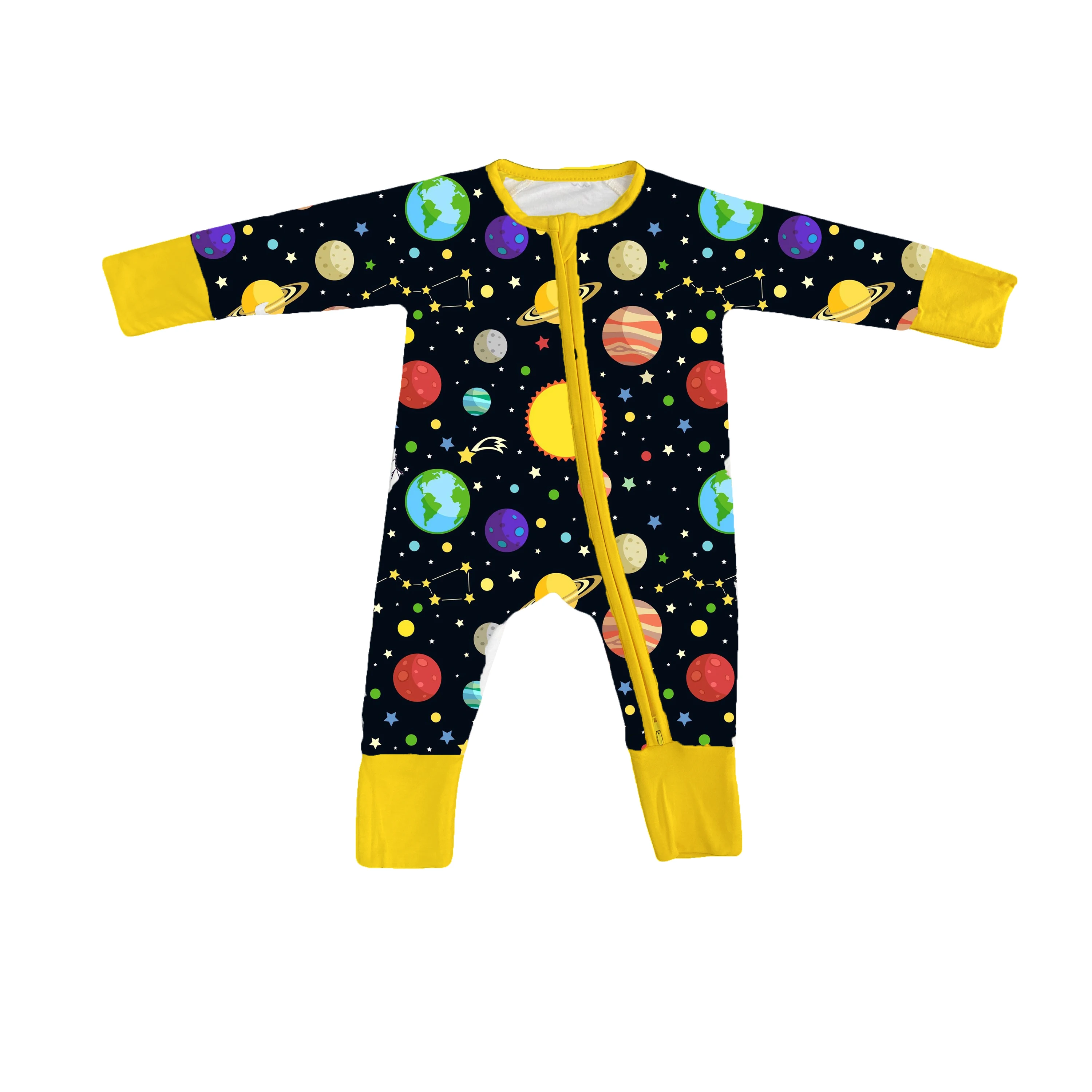 2025 Convertible Hands Baby Jumpsuit Bamboo Spandex Newborn Baby Clothes Oeko-Tex Certificate Printing Baby Onesie Rompers
