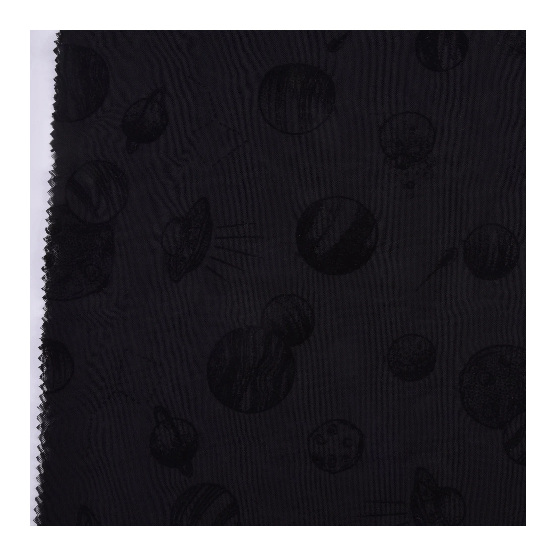 100% nylon high quality with flocking tulle mesh fabric for dress garment