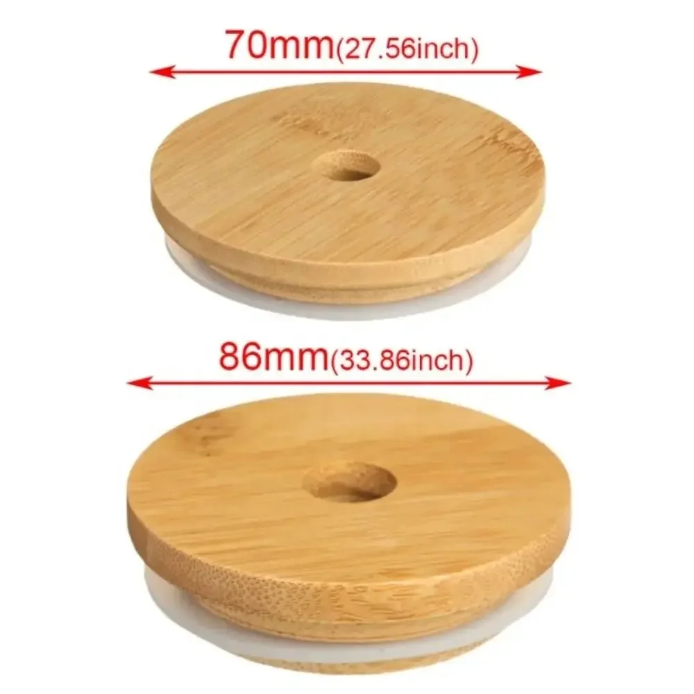 Mason Jar Lids Straw Lid With Glass Hole Can Mouth Wide Wooden Beer Bottle Canning Bamboo For Caps Cup Covers Sealing Cover