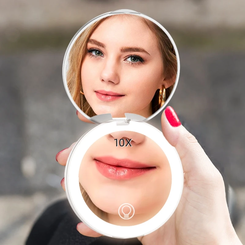 Mini Gift Pretty Little Small Cute Mirror Square Pocket Mirror Advanced Texture Travel Custom Logo Compact Leather Silver Round