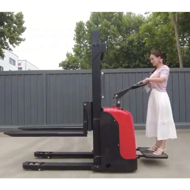 Construction Equipment Walking type Semi Electric Platform Truck Stacker Hydraulic Hand Electric Pallet Truck Forklift Stacker