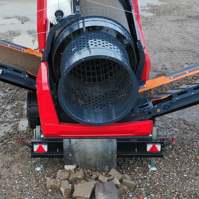 Topsoil screener rotary mobile compost trommel sifting topsoil screening plant screen drum plant