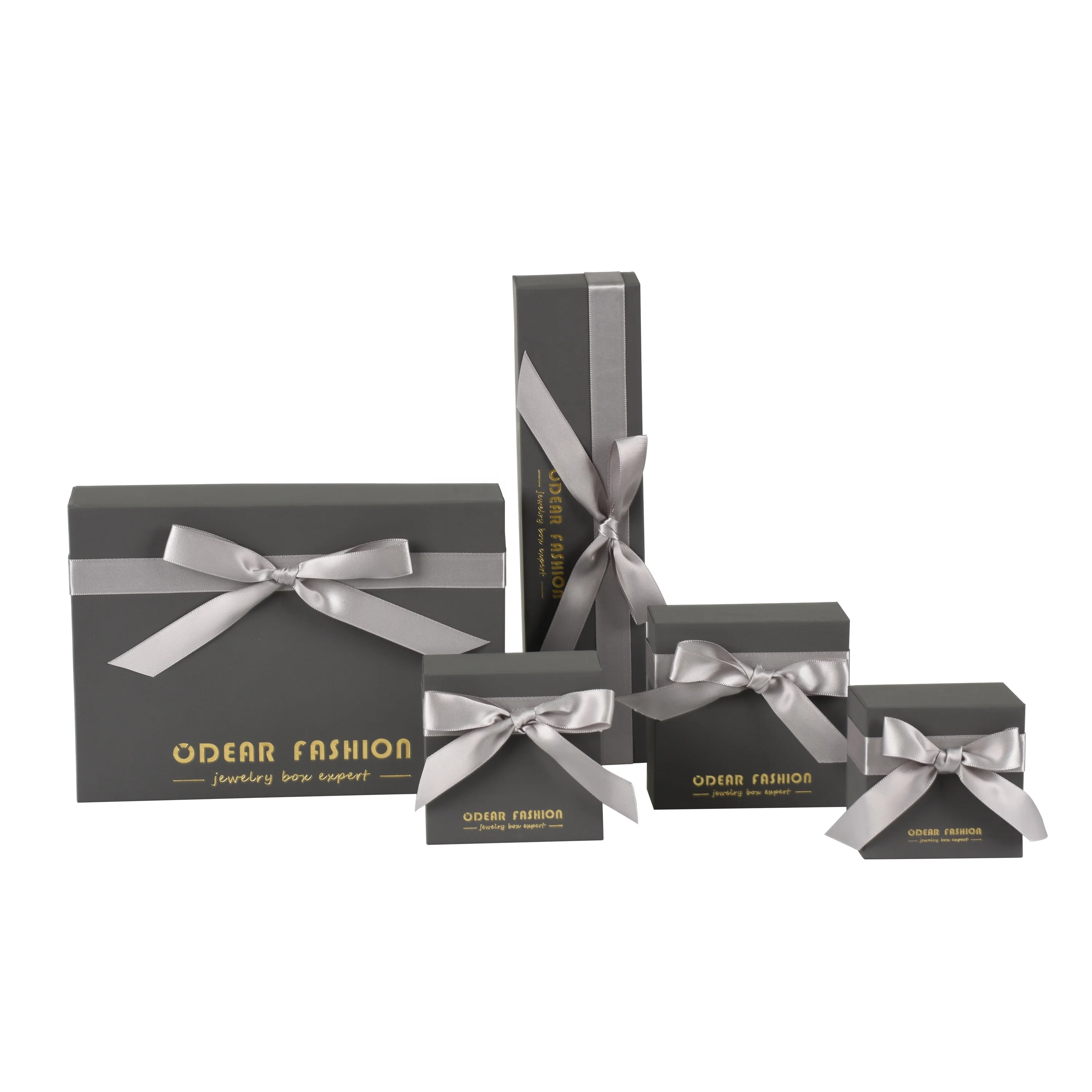 Персонализированная серая упаковка для ювелирных изделий, переработанная картонная лента, набор для ювелирных изделий, коробка, упаковка