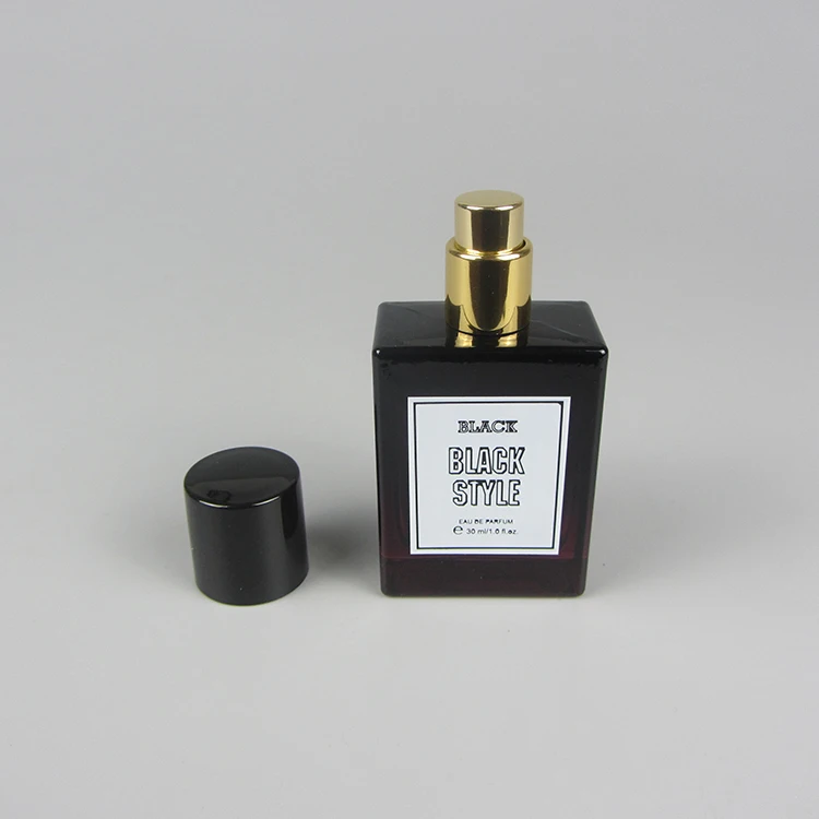 Black Luxury Beautiful High Quality square Shape Empty Spray Perfume Pump Glass Bottle 30 ml