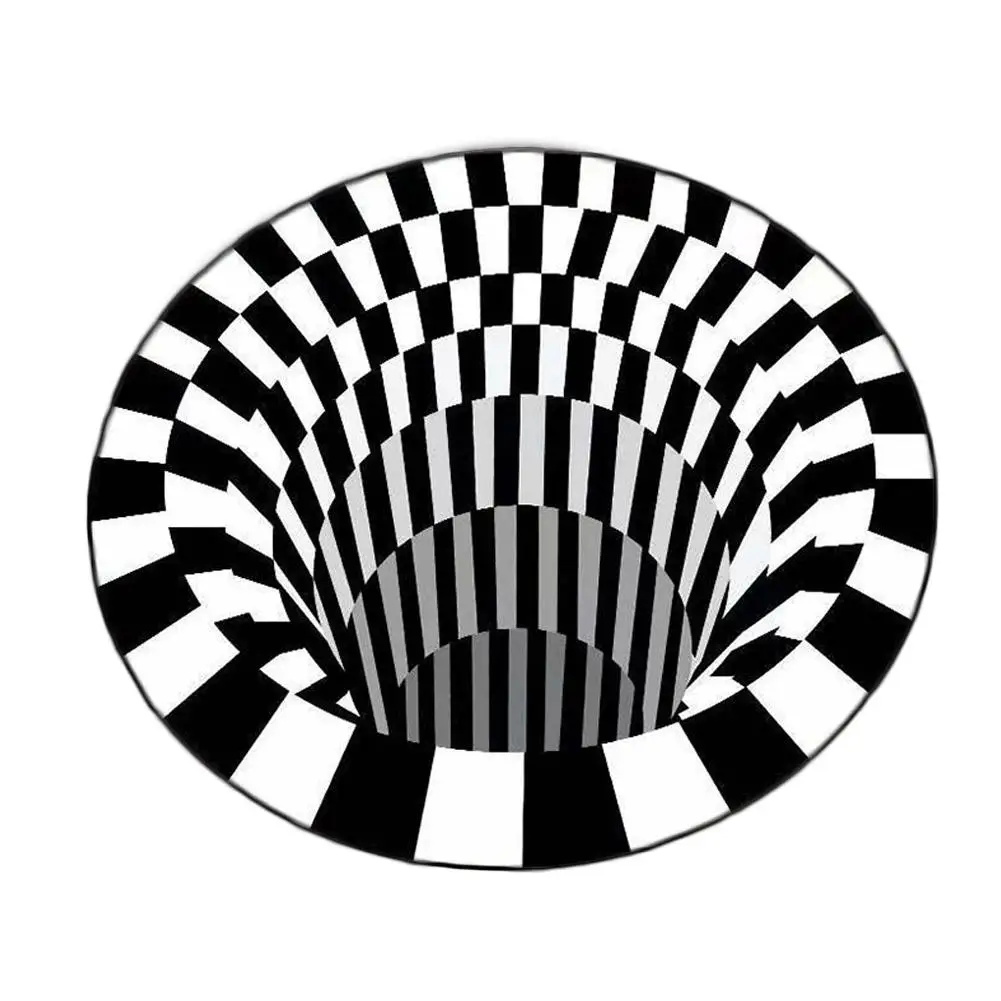 3D Vortex Illusion Back Carpet Nordic Modern Black Hole Round Area Rugs Geometric Antislip Living Floor Rug Room Decor Home Rugs