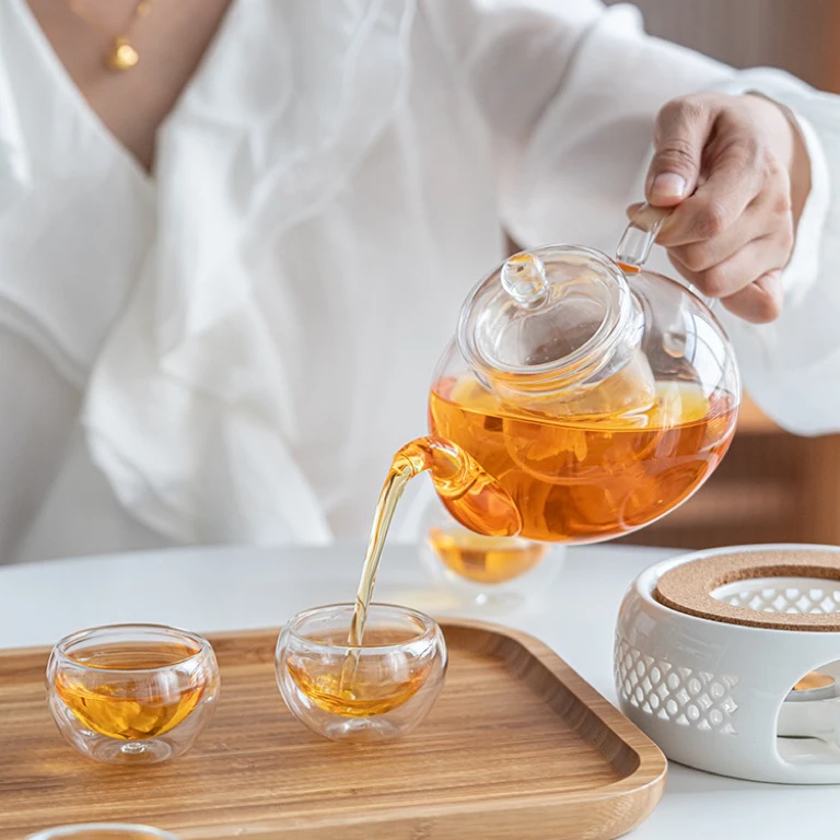 Tea Kettle with Infuser Stovetop Gift Set Microwave & Dishwasher Safe Glass Teapot with Removable Glass Lid and Strainer