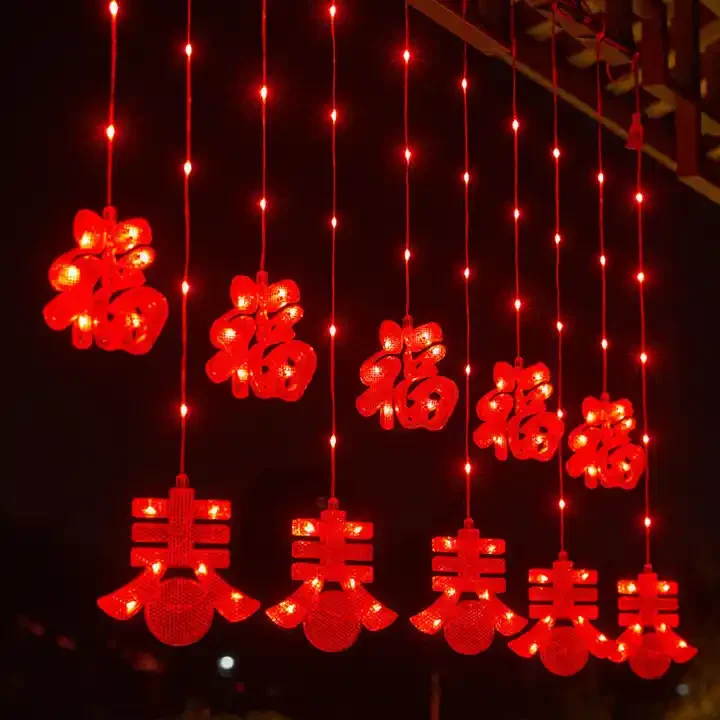 Chinese New Year LED Light Strings New Year Lantern LED String Light Red Light LED Lamp for Chinese New Year Decoration