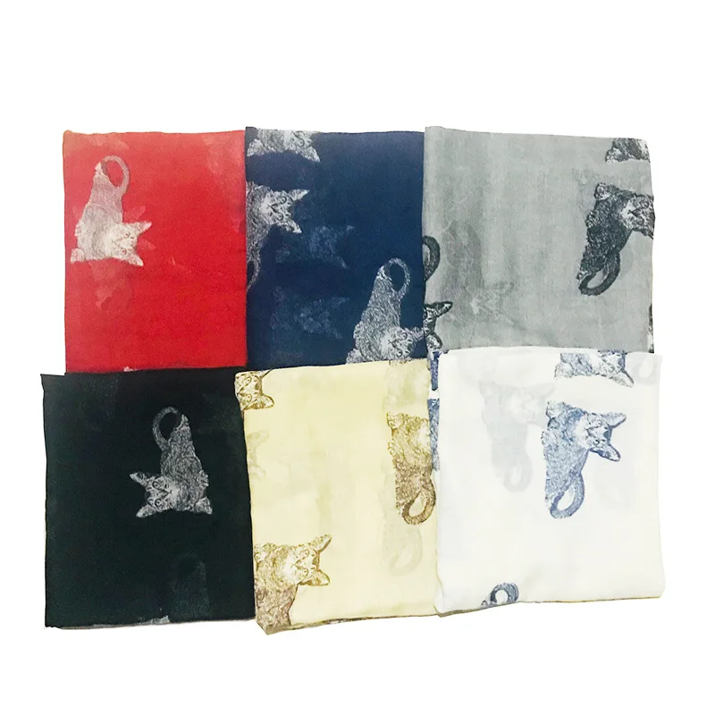 Spring fashion cat prints sunscreen scarf women cotton scarf shawl Muslim hijab scarf
