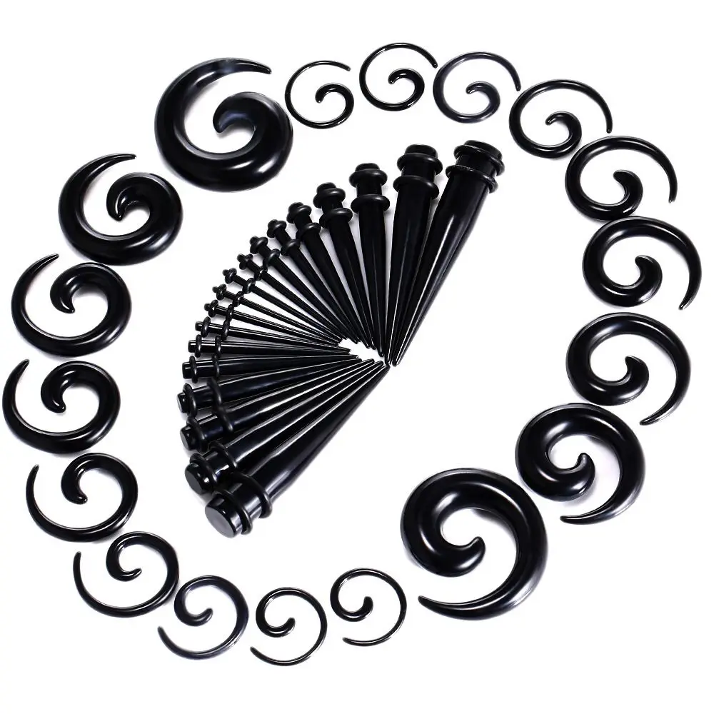 36Pcs/Set Stainless Steel Ear Expander Piercing Taper Plugs Tunnel Kit Stretcher Gauges Body Jewelry
