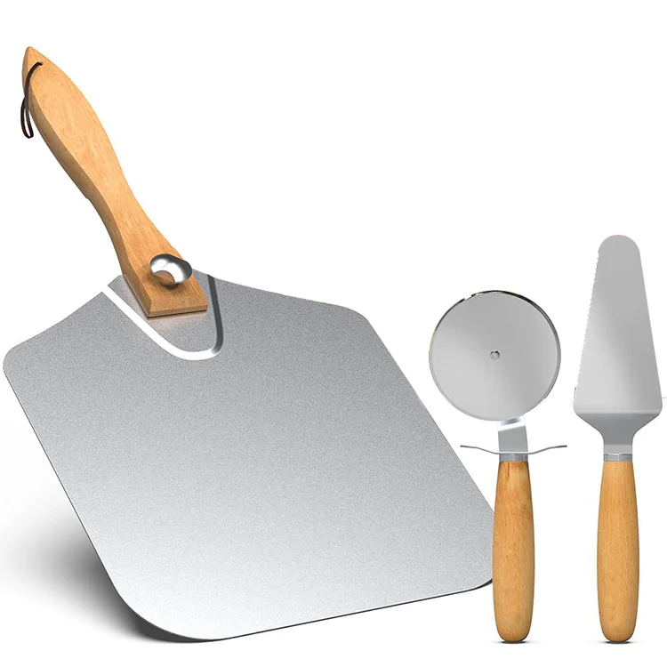 New Aluminum Pizza Peel With Cutters Set For Homemade Pizza And Restaurant
