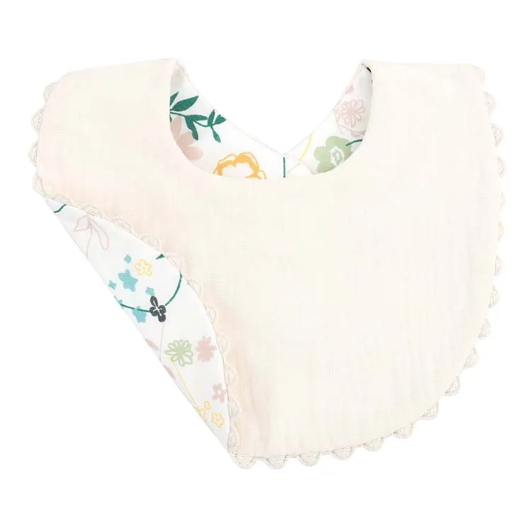 Baby muslin feeding bibs round petal drooling eating  burp clothes lactation care towel Organic cotton multi-layer gauze saliva