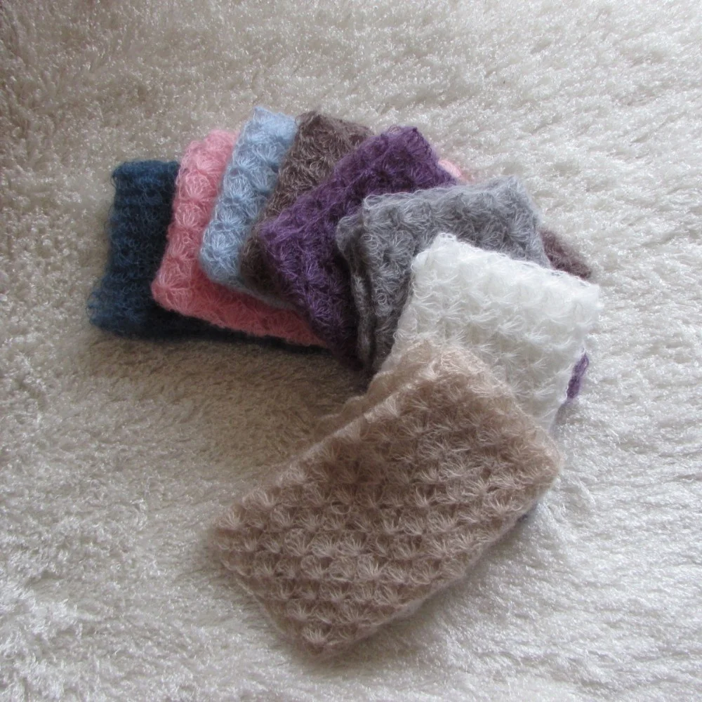 New Born Knit Mohair Wrap Vintage Crochet Baby Wrap Photograhy Props Newborn Swaddle Blanket Layer Fabric