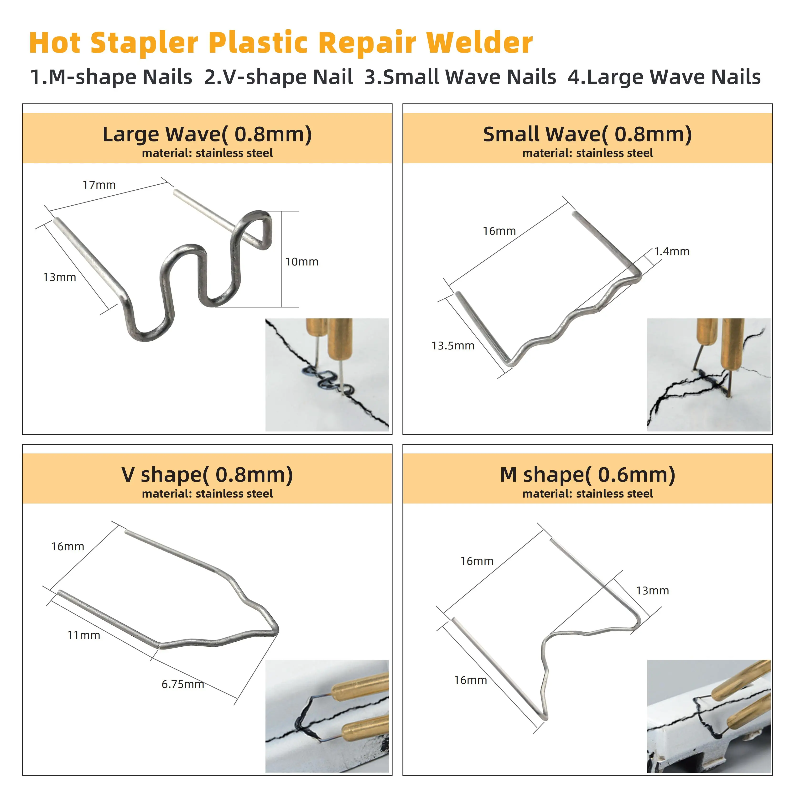 RTS 70W Car Hopper Garage Tool Soldering with Welding Wave Nails Electric Spot Welder Hot Stapler Plastic Welding Gun