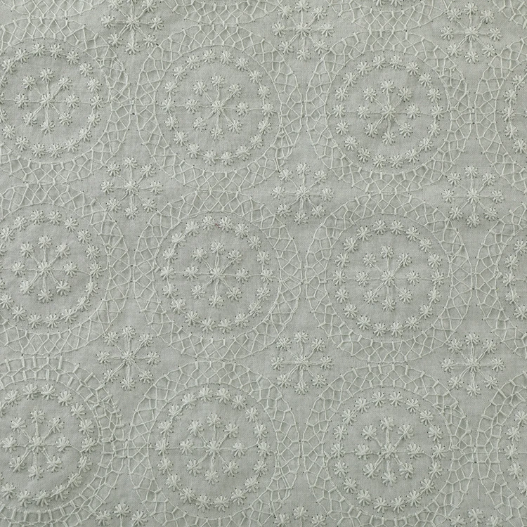 New premium 135GSM solid woven cotton round embroidered fashion fabric for garment