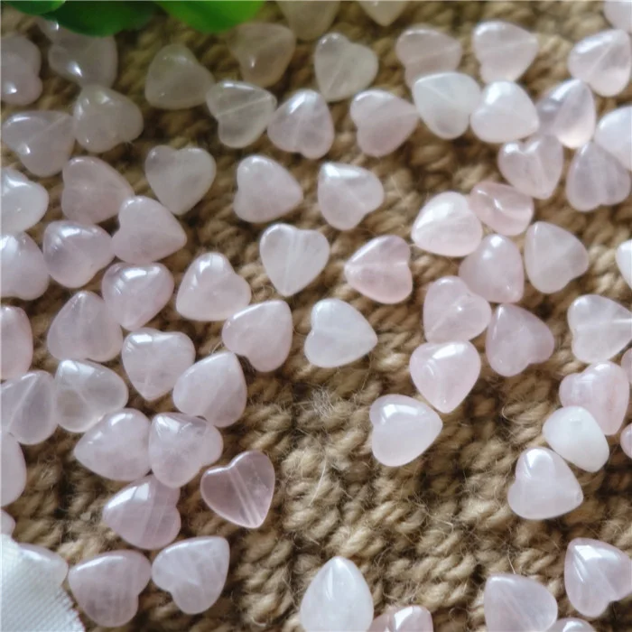 Hot sale 8mm Heart Shape Natural Rose Crystal Pink Quartz Loose Gemstone Beads for DIY jewelry making