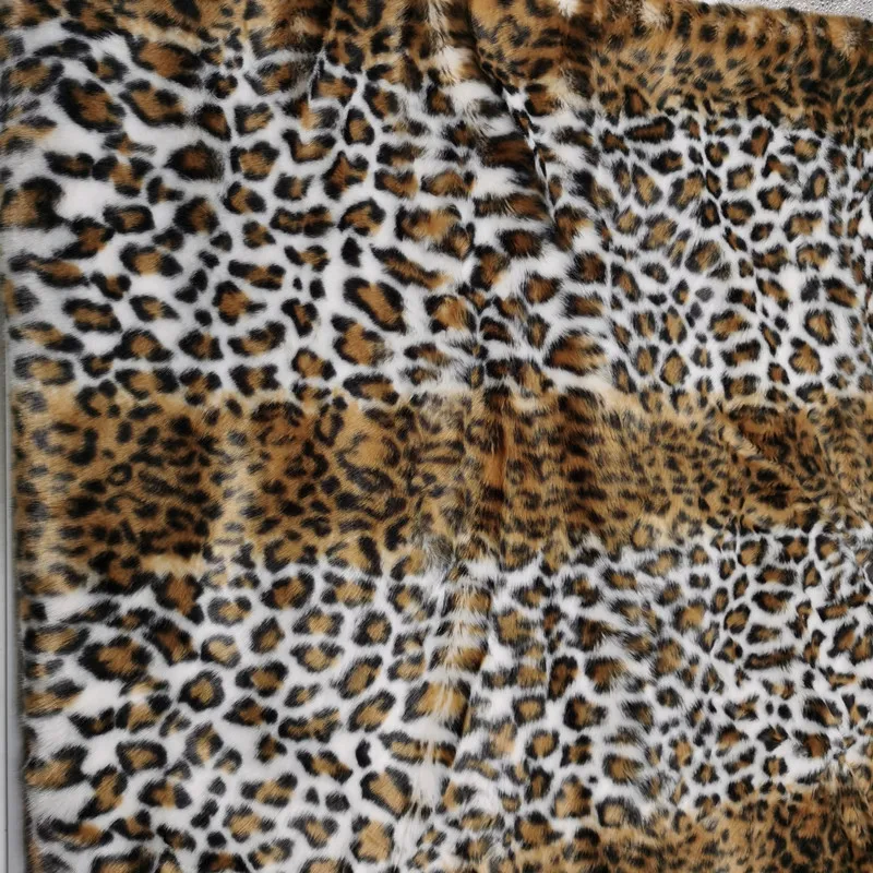 100% полиэстер класса люкс, пальто с мехом, с леопардовым принтом поддельные полиэстер ткань искусственный мех