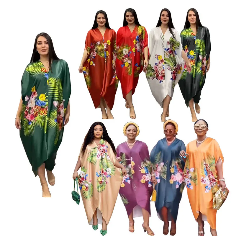 2022 Elegant Kaftan Irregular Dress Women Vintage Printed Party Bohemian Holiday Summer Sundress Casual Vestidos Robe