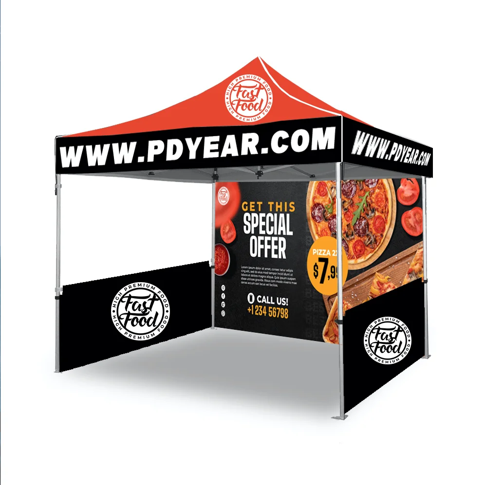 Custom Manufactured Logo Fair Aluminum Frame Heavy Duty 3m X 3m 10x10 Foldable Outdoor Gazebo Tent With Wall For Trade Show