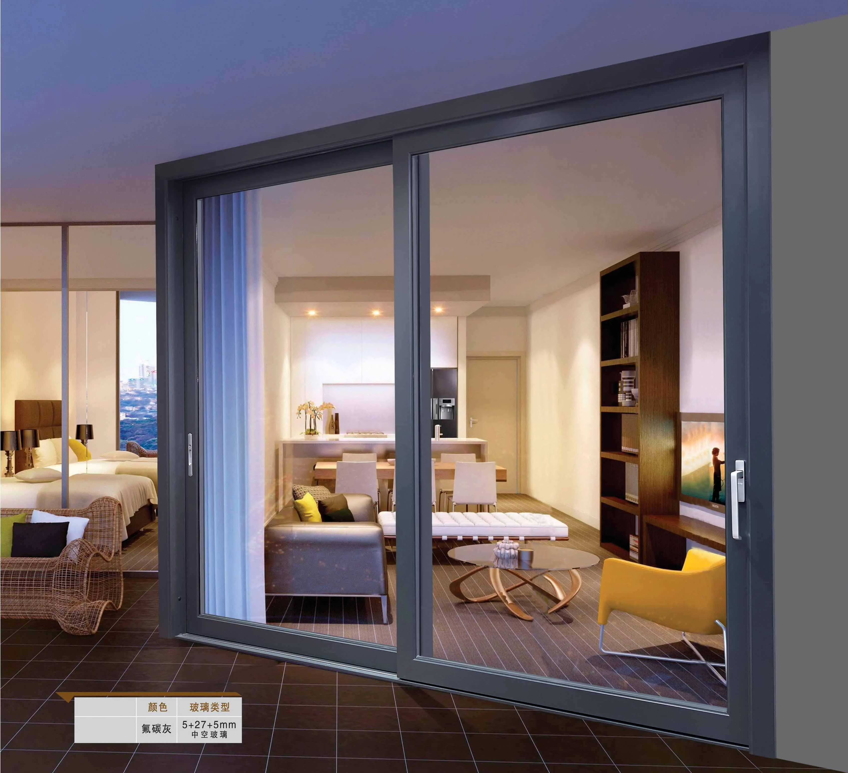Lift sliding heavy duty big vision patio door thermal break aluminum customized glass sliding door