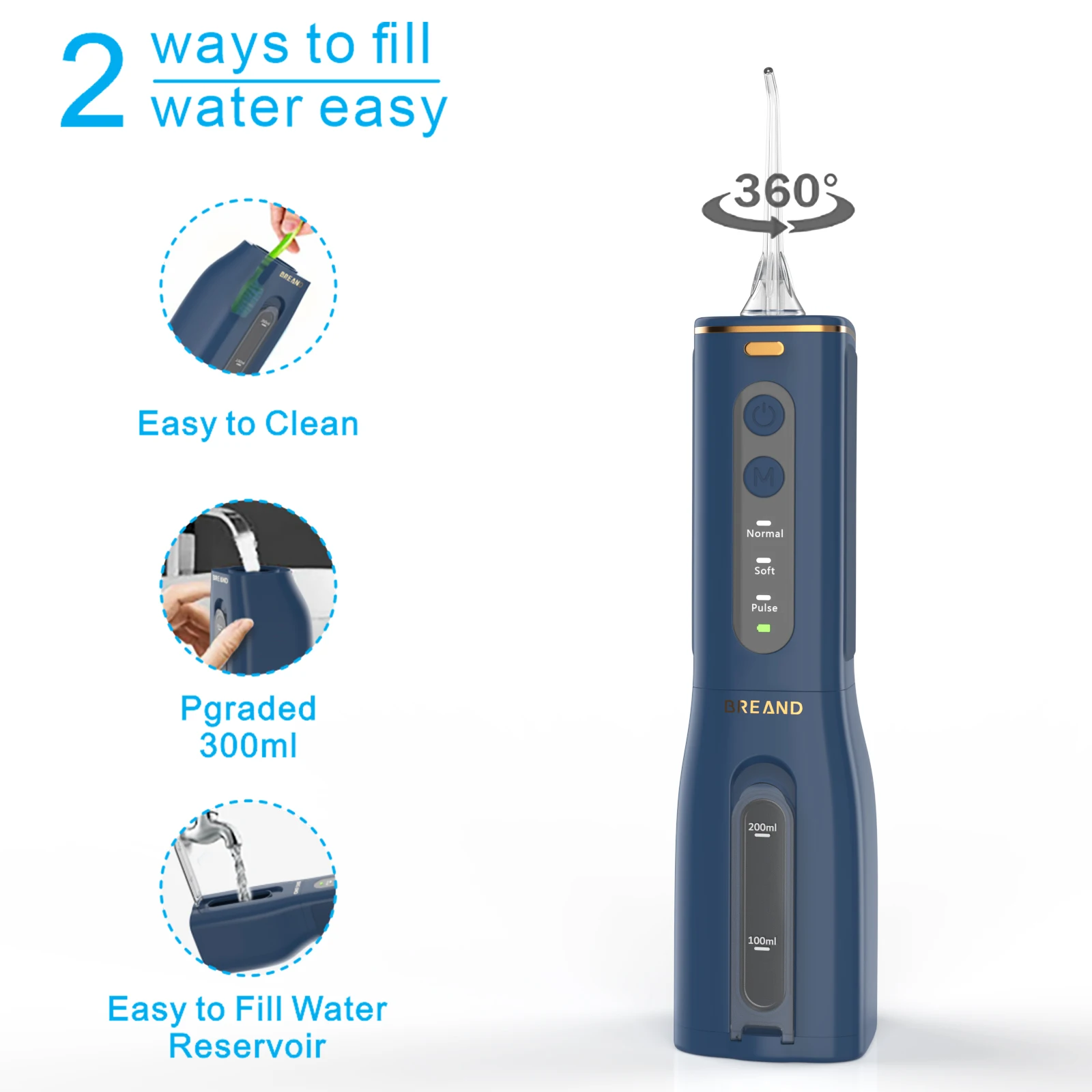 Tooth Cleaner Water Pulse Custom or Standard Portable Oral Care Irrigator Cordless Electric Ultrasonic Tooth Cleaner