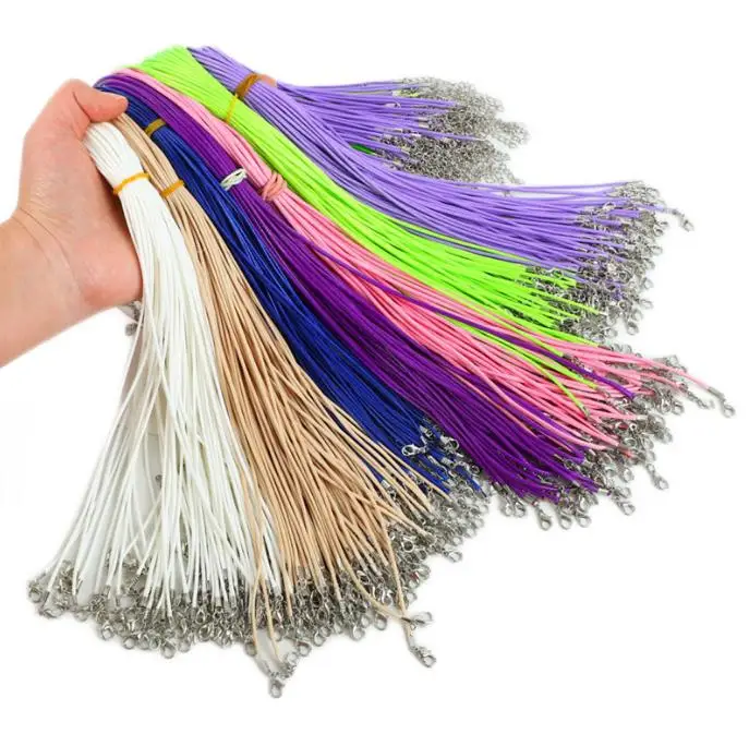 Custom Colored 1.5MM Round Nylon Jewelry Rope Lobster Buckle Waxed Necklace Rope for DIY Jewelry Accessories