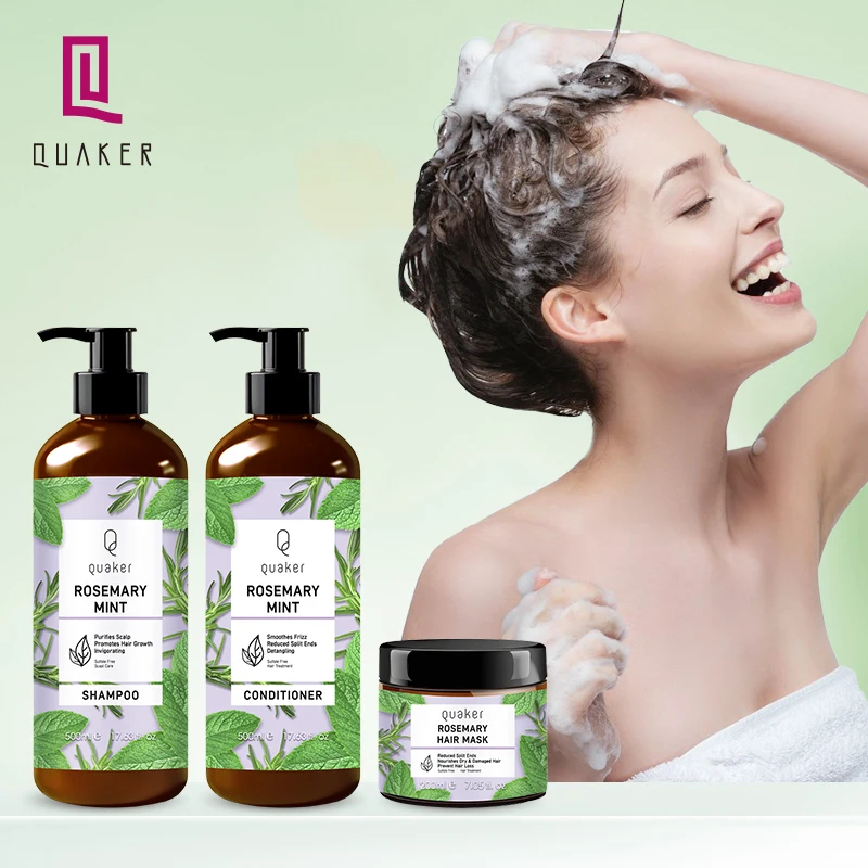 Qquaker Best Price Prevent Hair Loss Rosemary Mint Shampoo And Conditioner Smooth Private Label Hair Care Set For African Hair