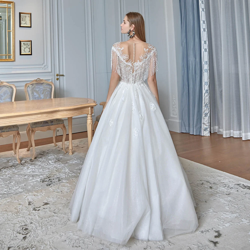 Custom Sequin Lace Plus Grid Gauze Delicate Soft French Lace Bridal Wedding Dress