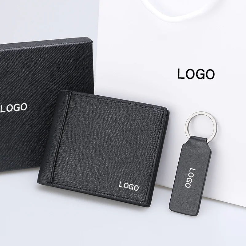 Gents Purse Unique Products Promotional Leather Men Gift Set Key Chain Holder Wallet Organizer