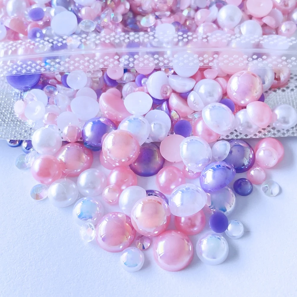 Wholesale Customized Flatback Half Loose Pearl Beads 3mm-12mm Mix Sizes Nail Art Garments Shoes Glue Technique Resin Glass