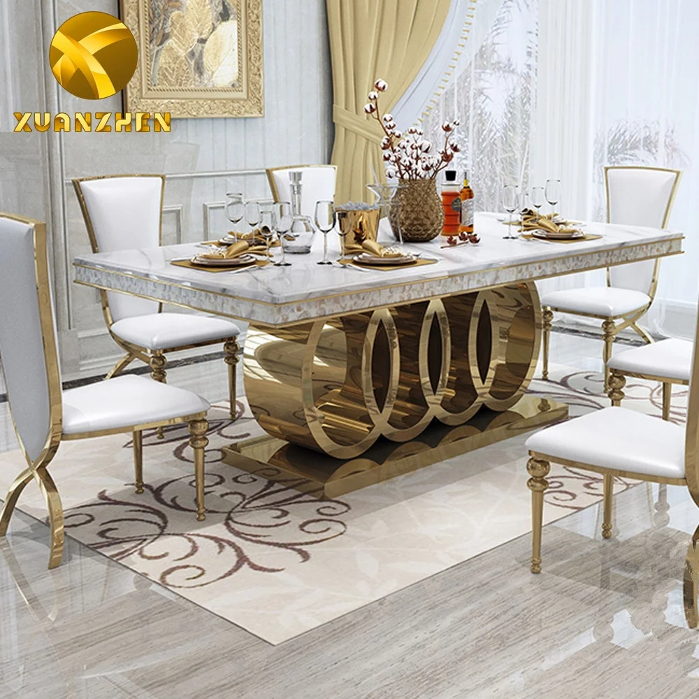 Home Furniture Modern Dining Room Set Marble Table With 6 Chairs Made in Foshan