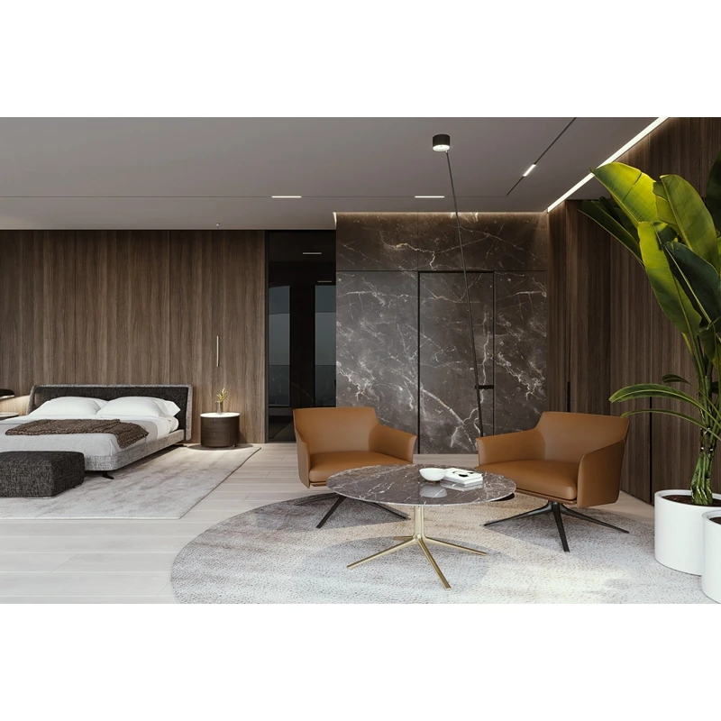 Luxury Hotel Apartment MDF Plywood Walnut Veneer Furniture Set