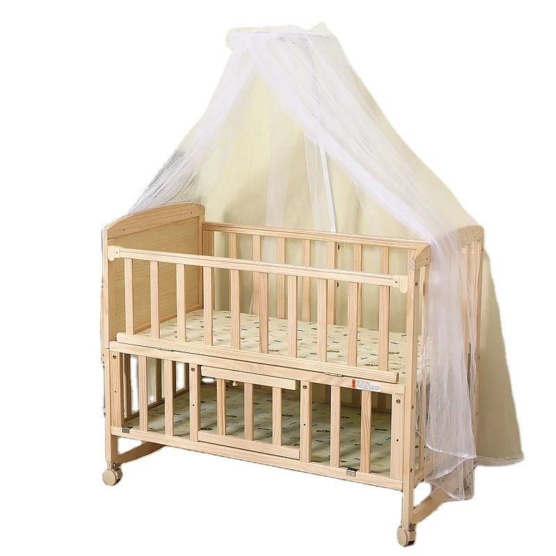 
Hot Sale Luxury royal crib bedding set Wooden baby bed baby cot 