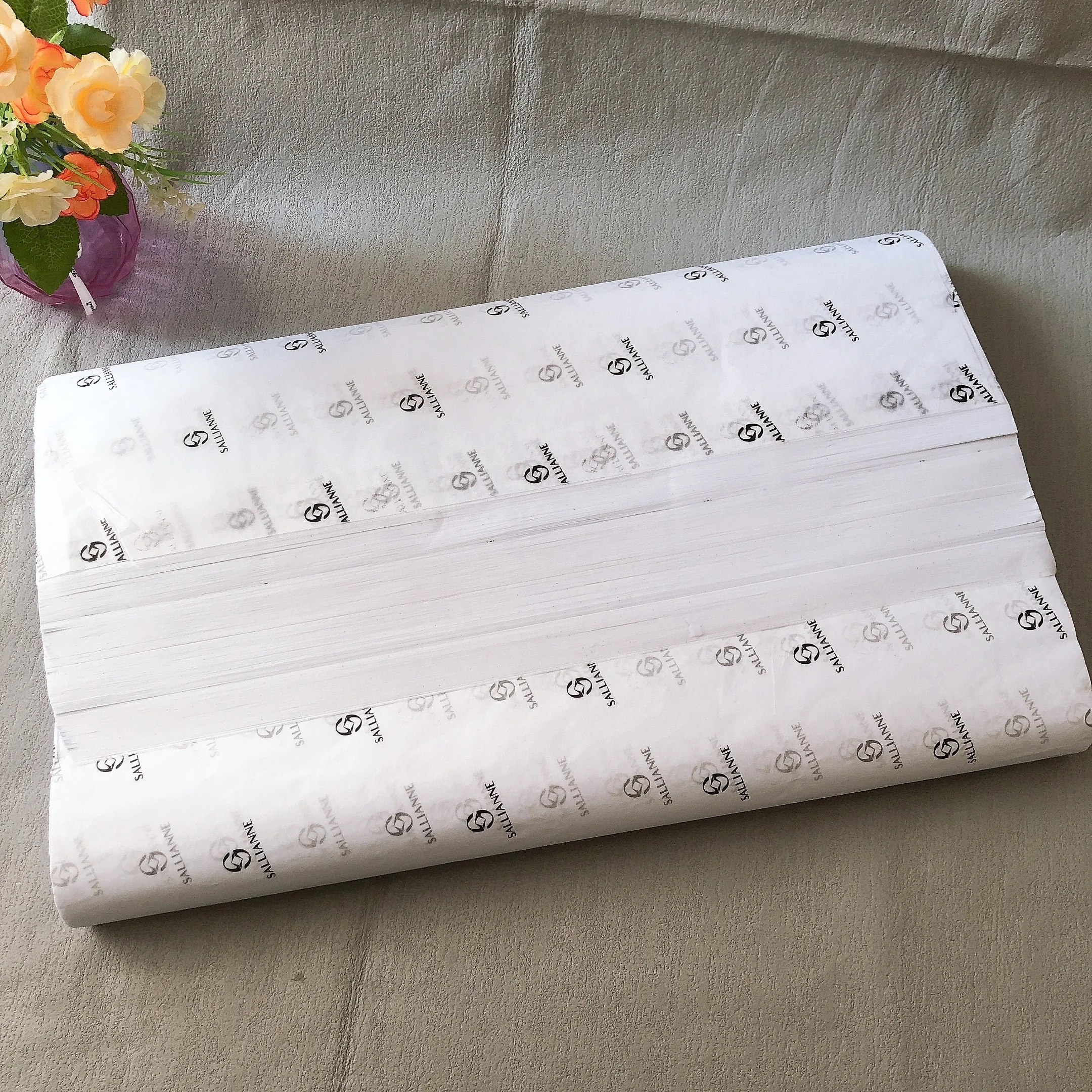 Custom printing white colored gift wrapping thin tissue paper with logo