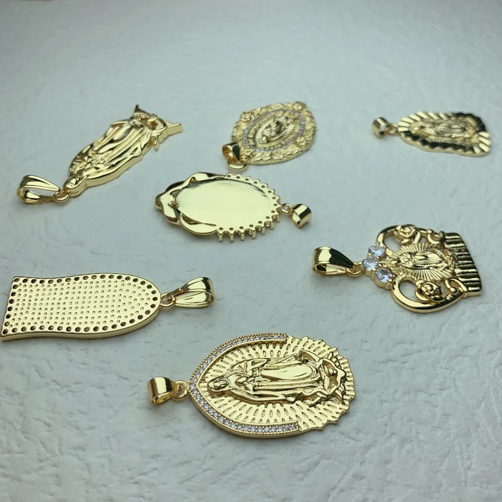 Wholesale Crystal Guadalupe Virgin Mary Pendants Charms For Jewelry Making Women Men Classic Religious Necklace Accessories