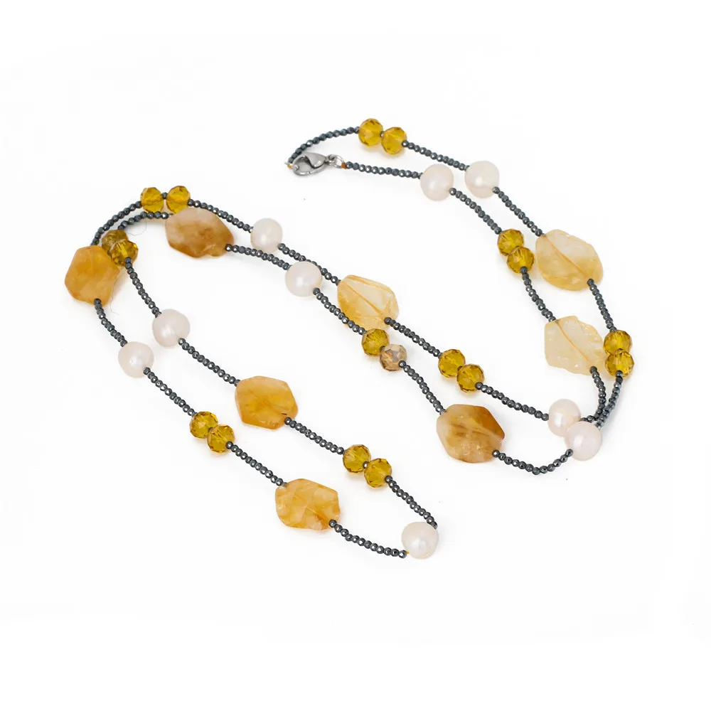 Women Accessories 2023 Wholesale Natural Hematite Bead Necklaces Freshwater Pearl Necklace