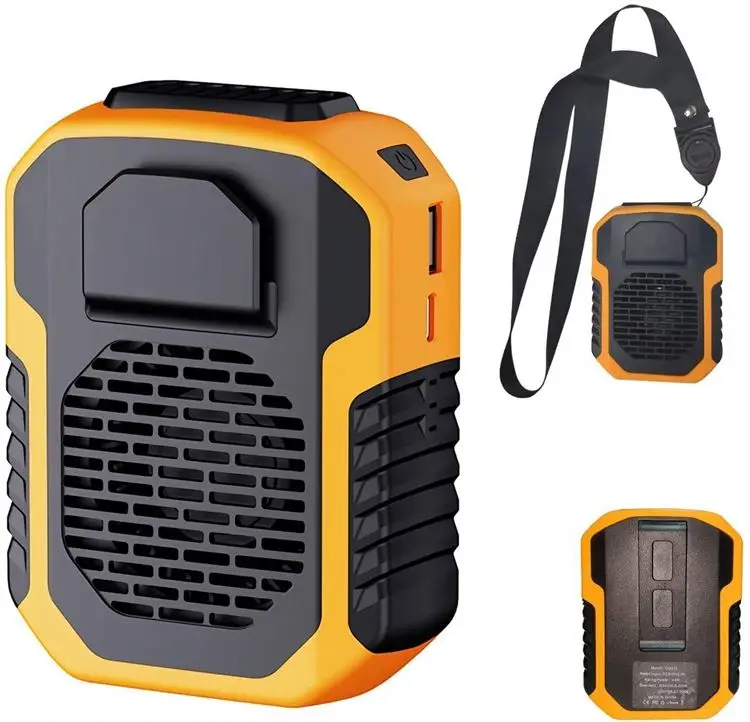 Camping mini portable outdoor, hanging waist fan with 6000mAh power bank/