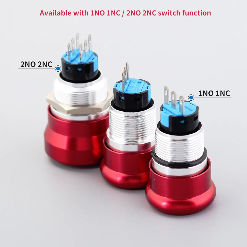 small head 3pin red emergency stop switch Zinc alloy metal push buton 1no1nc With the arrow