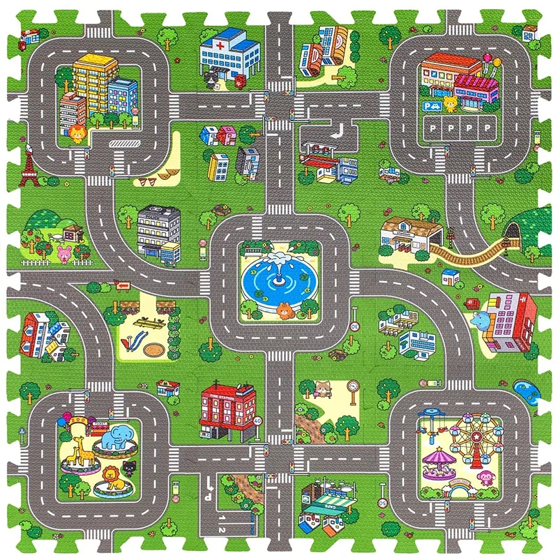 ITERLOCKING EVA PLAYMATS CITY ROAD EDUCATIONAL FOAM PLAY MATS