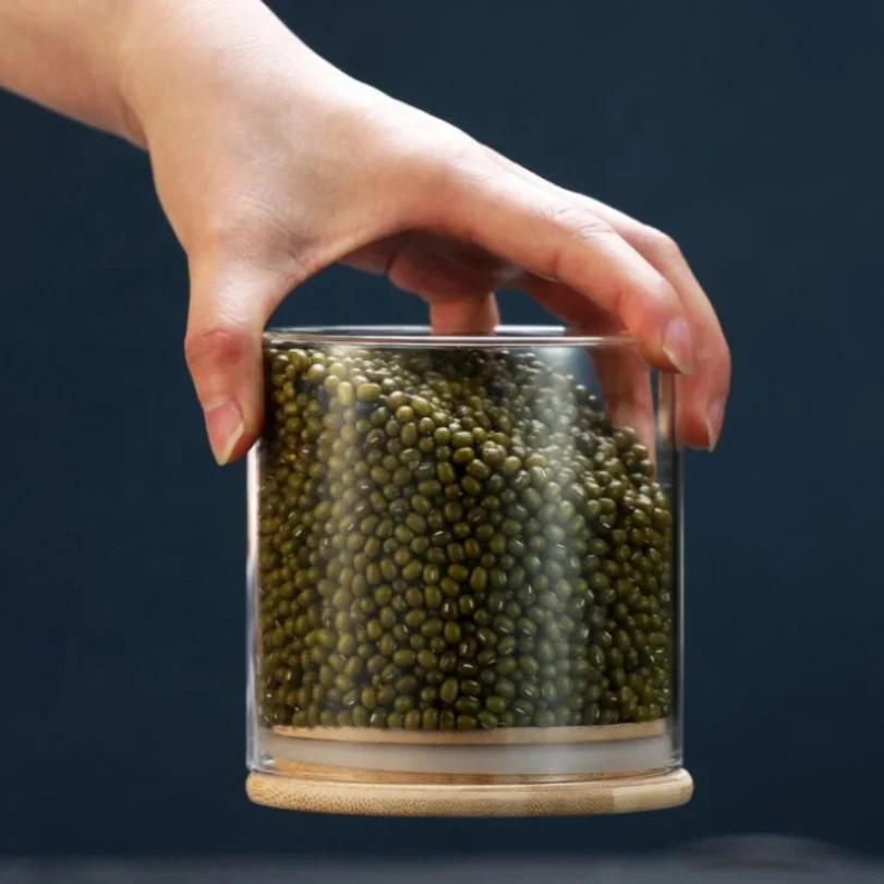 Kitchen Food Grade Transparent Small Spice Borosilicate Glass Storage Tank, Used For Coffee Beans, Candy, Nuts, Vanilla