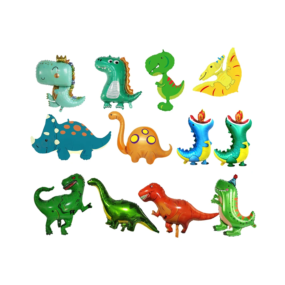 12 Pieces Dinosaur Foil Balloons Aluminum Mylar Helium Jungle dinosaur balloon for Birthday Party