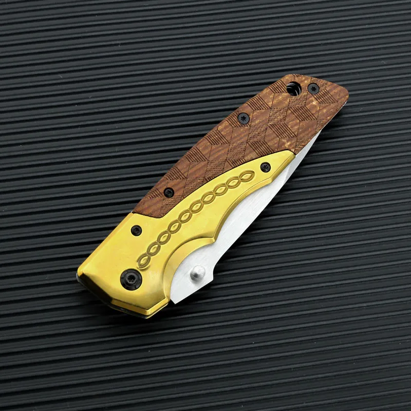Camping Folding  knife  Outdoor EDC Self Defense Tactical Pocket Knife with  Brass Handle