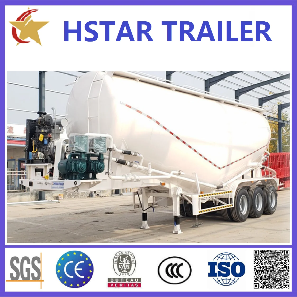 High Loading Capacity 3 Axle 40ton 50ton V Type Bulk Cement Tank Fly Ash Cement Bulker Silo Tanker Pneumatic Semi Truck Trailer