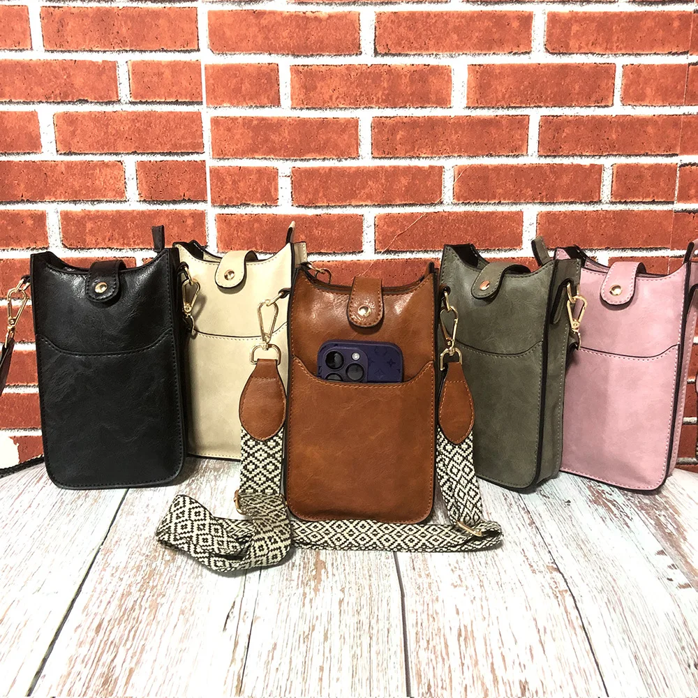 2024 Trendy Mini Lightweight Mobile Phone Ladies Single Shoulder Bags Solid Color PU Leather Crossbody Bag Purses