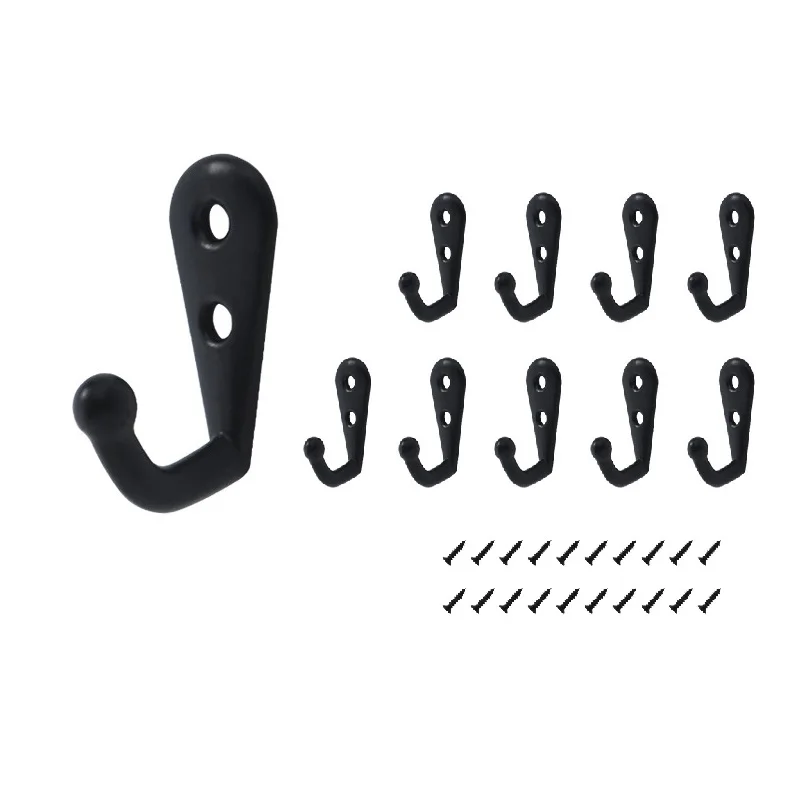 10 Pack Rustic Mini Double Hole Wall Mounted Single Hook Robe Hooks Coat Hooks with Screws for Hanging Key Jewelry