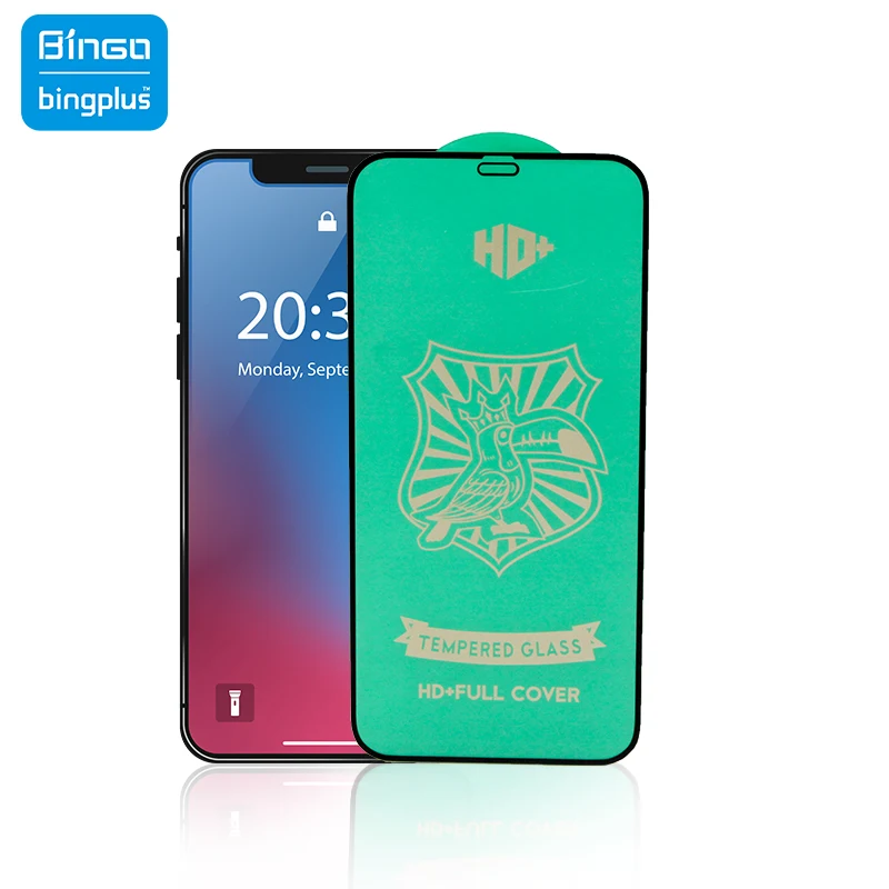 Cr Free Sample Green Toucan HD+ 3D big curved tempered glass 0.4mm Anti-fingerprint screen protector for iphone X 12 pro max