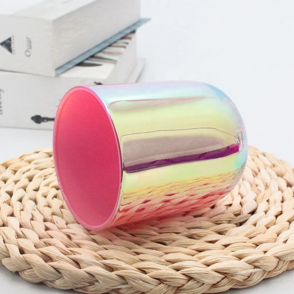 FENGJUN Luxury Iridescent Candle Jar Unique Holographic Glass Candle Holder candles jars with lid
