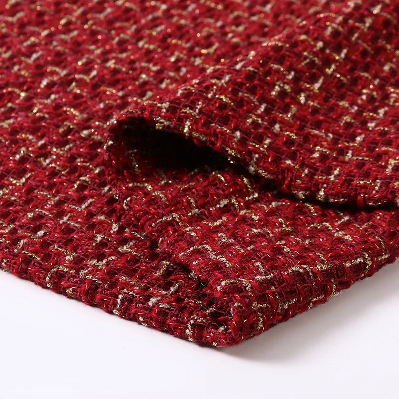 Fashion design  100% polyester  wool like plaid tweed fabric