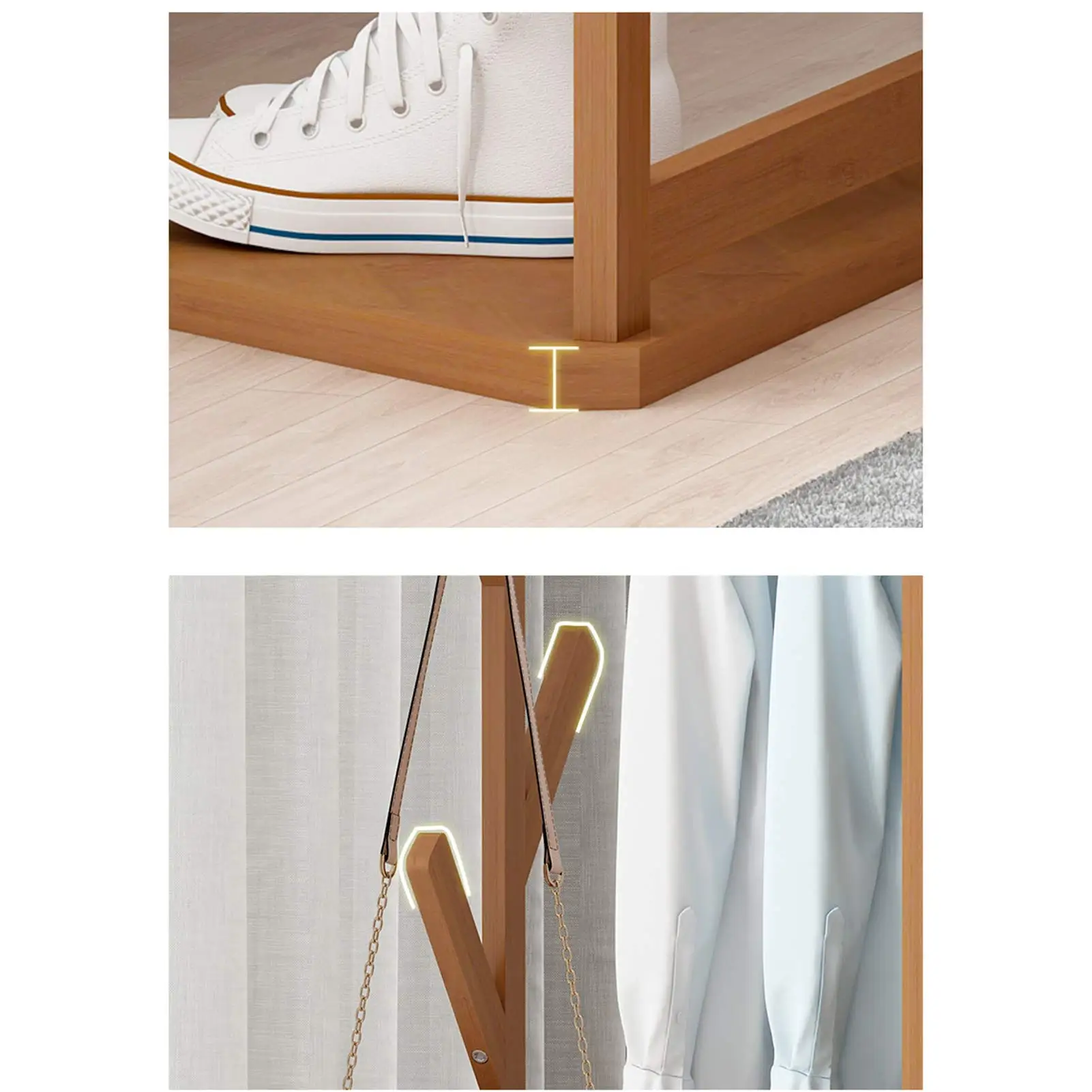 Multifunctional bamboo bracket corner hall tree bamboo storage hanger